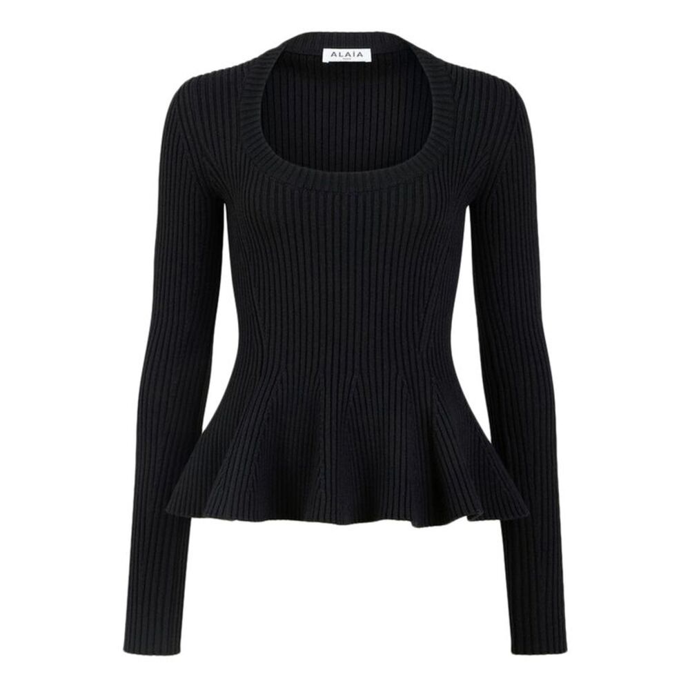 Alaia Women Ribbed Peplum Top